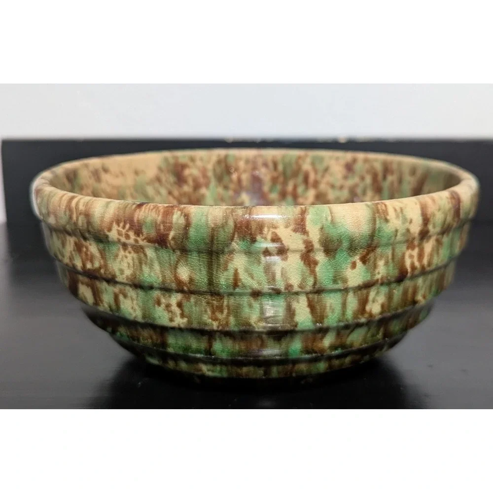 Morton Pottery Woodland Spongeware Small Mixing Bowl 6 1/2